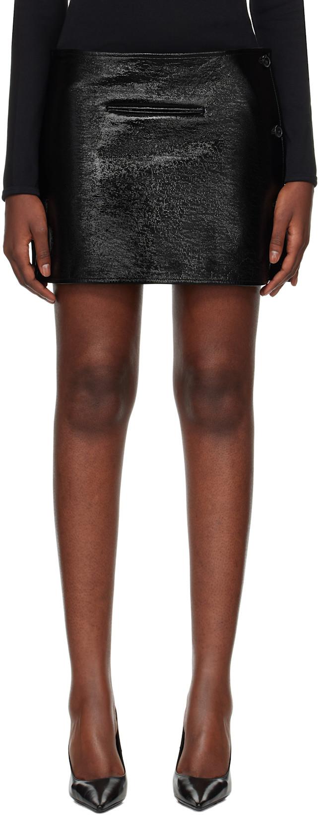 Black Oblique Vinyl Miniskirt by COURREGES