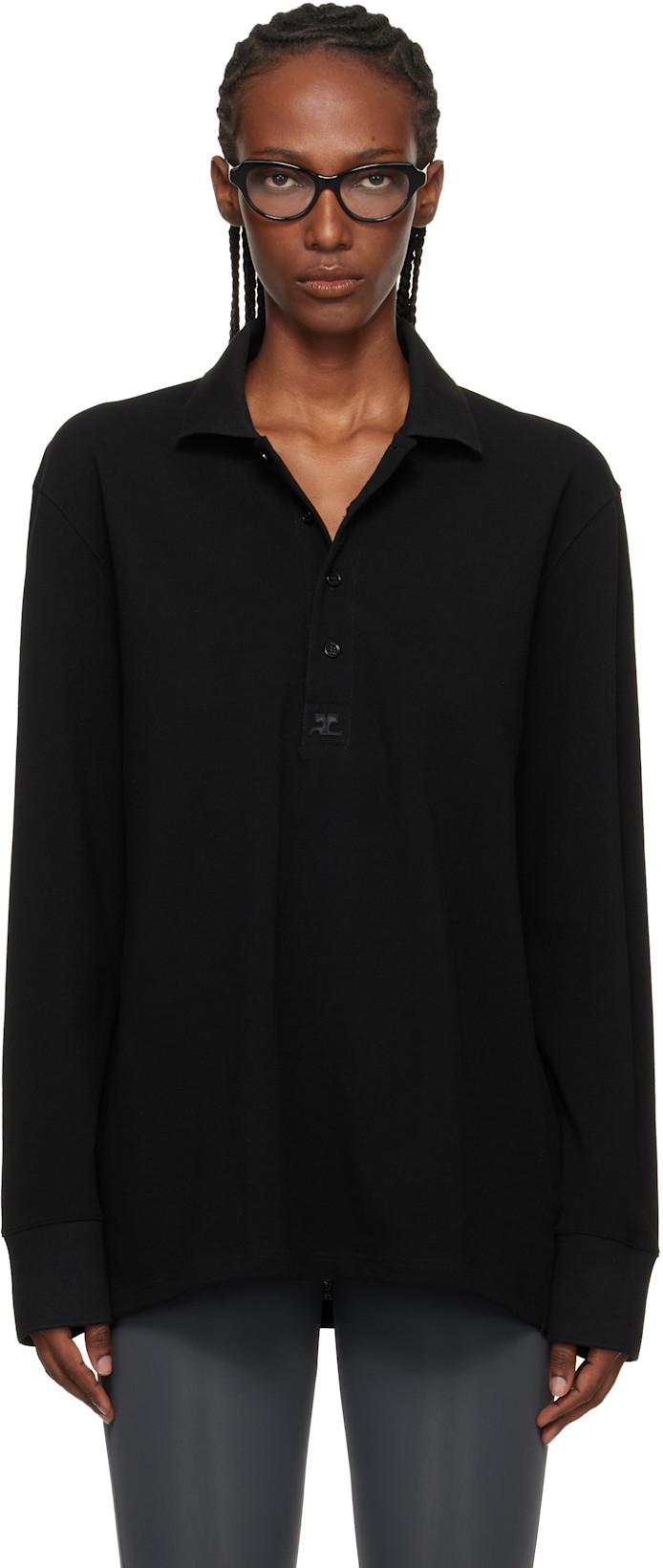 Black Oversized Polo by COURREGES