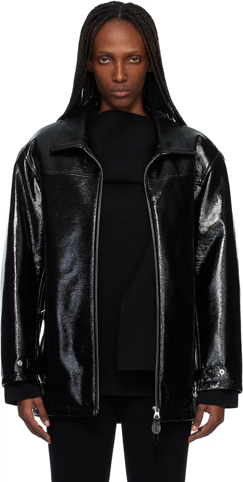 Black Oversized Vinyl Jacket by COURREGES Black Oversized Vinyl Jacket by COURREGES
