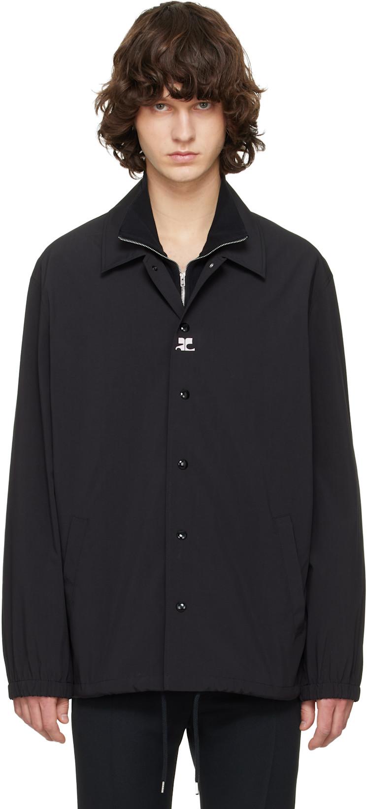 Black Printed Coach Jacket by COURREGES
