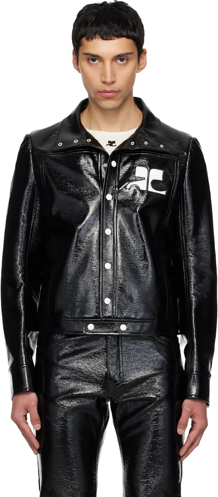 Black Reedition Vinyl Jacket by COURREGES