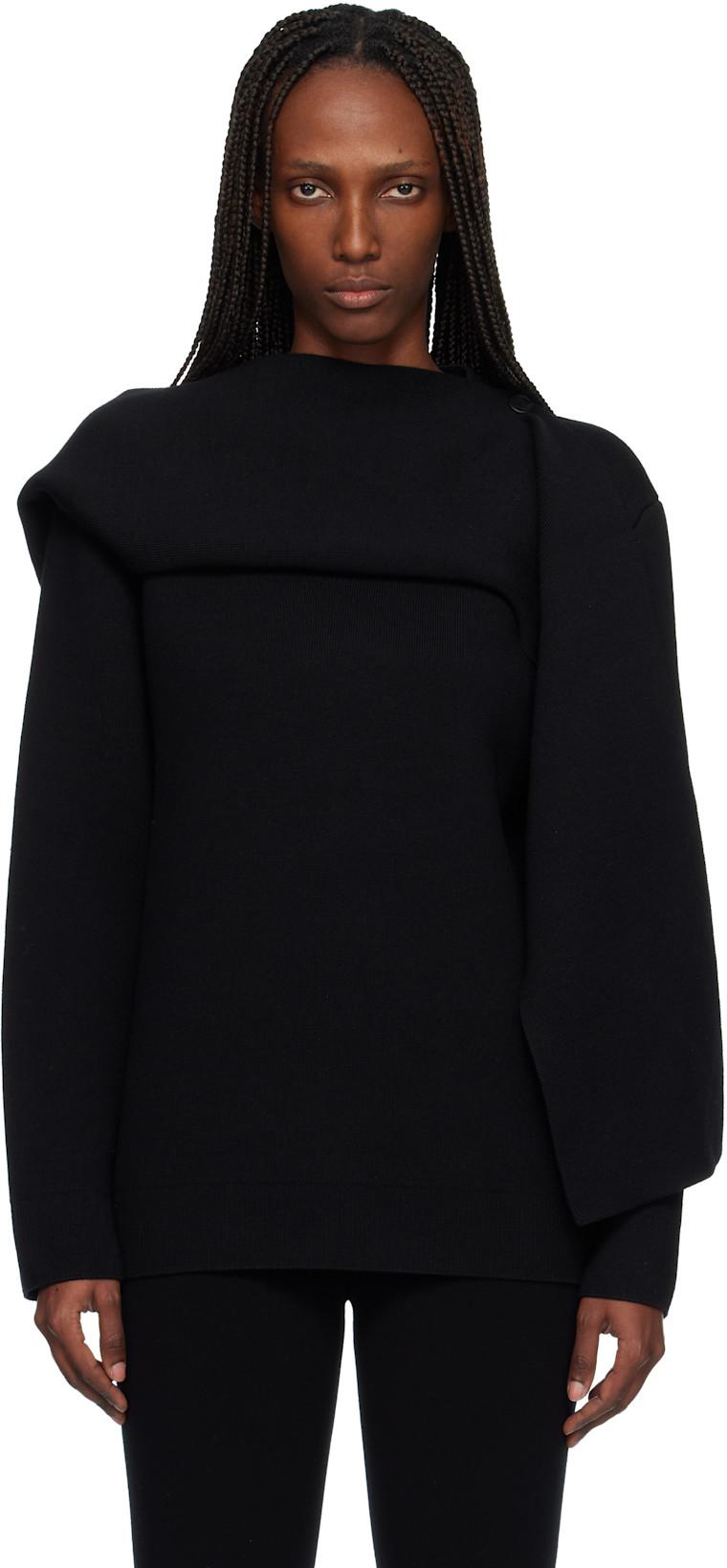 Black Scarf Oversized Wool Sweater by COURREGES