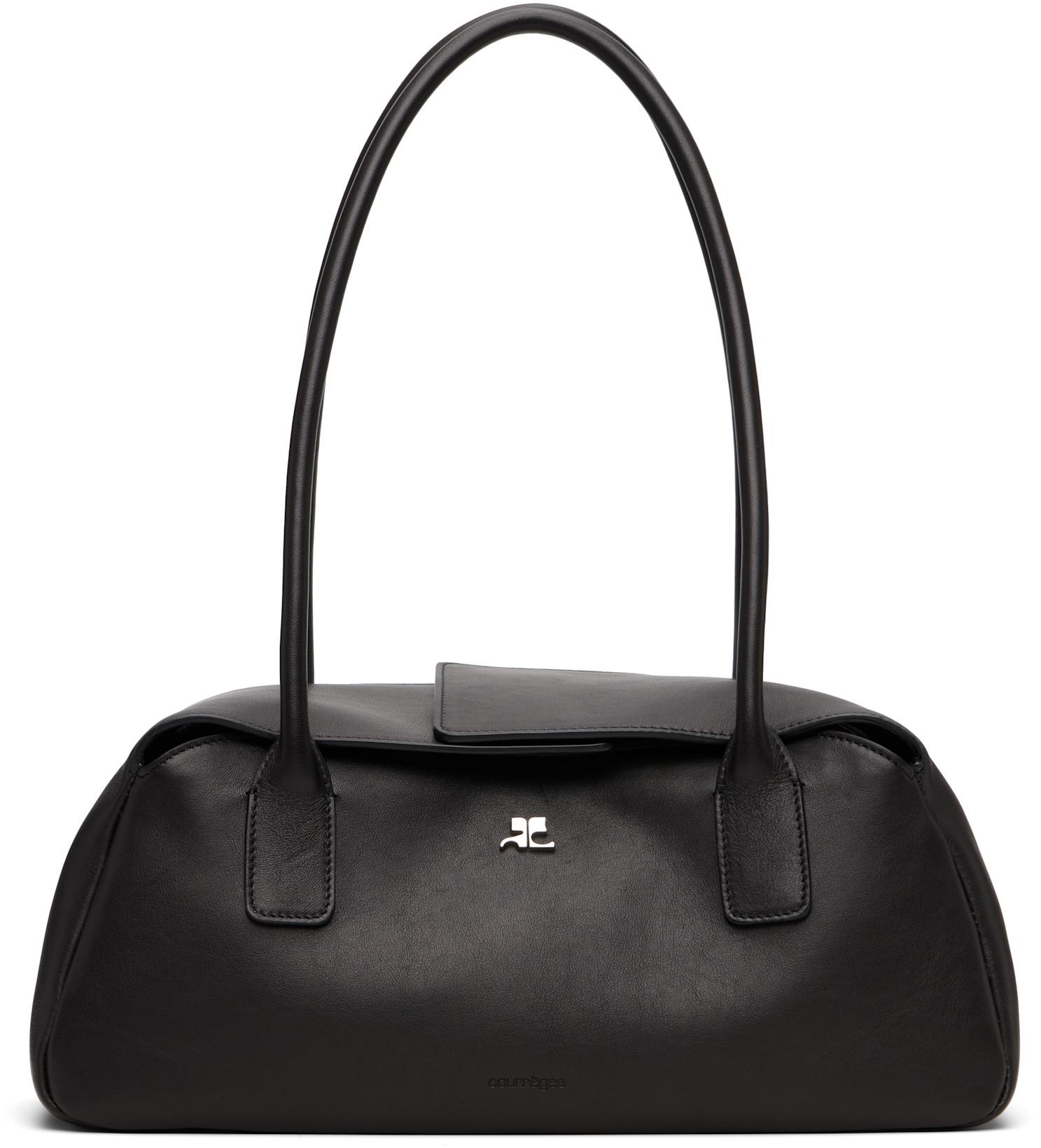 Black Strip Leather Bag by COURREGES
