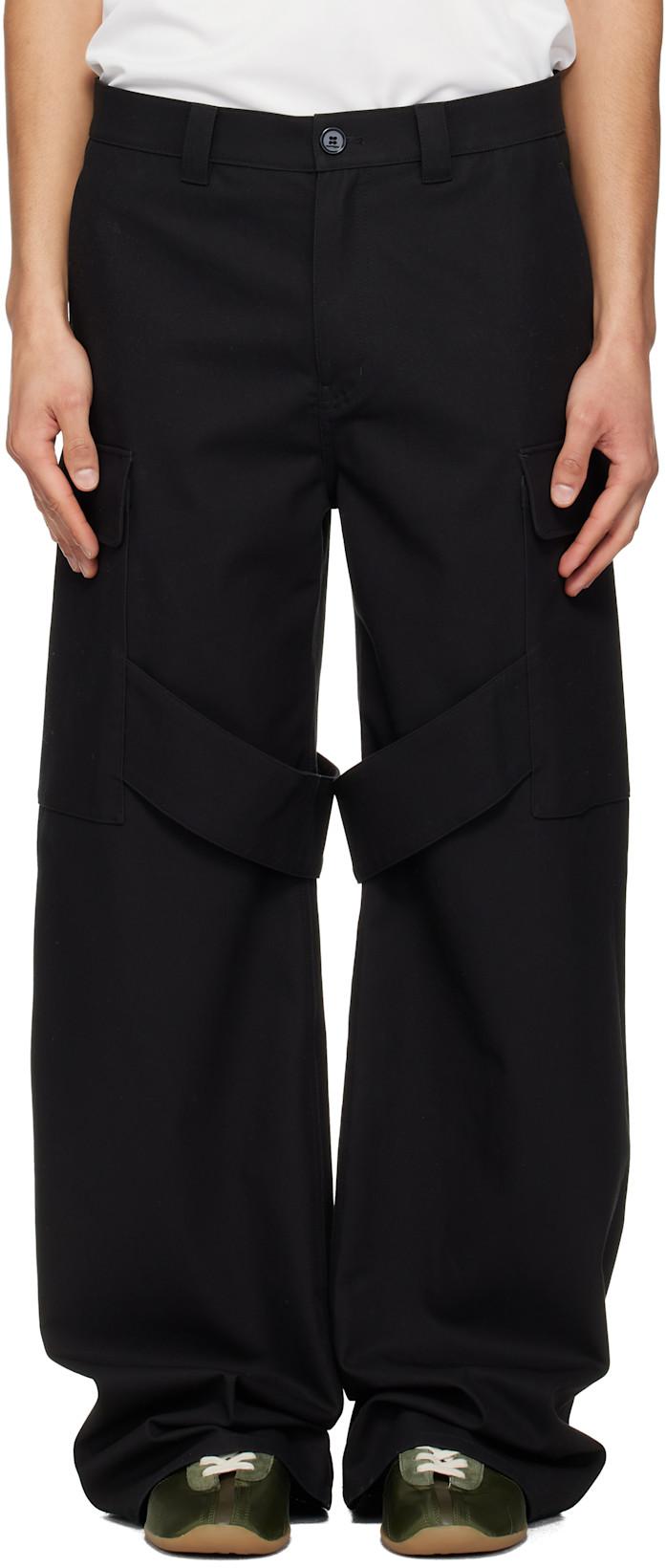 Black Utility Chaps Cotton Trousers by COURREGES