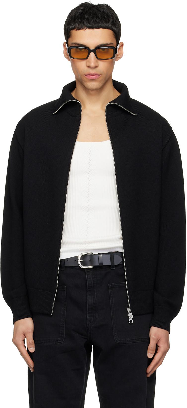 Black Zipped Wool Cardigan by COURREGES