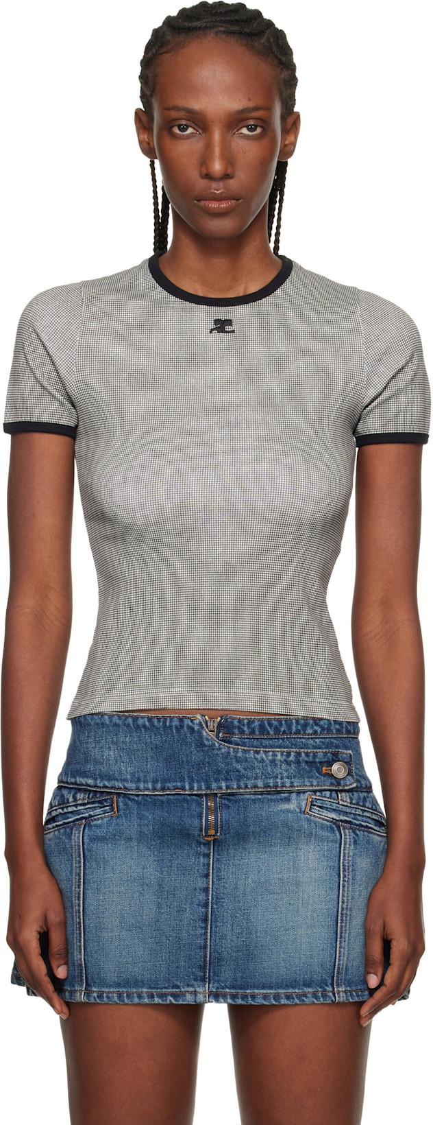 Black & White Signature Contrast T-shirt by COURREGES