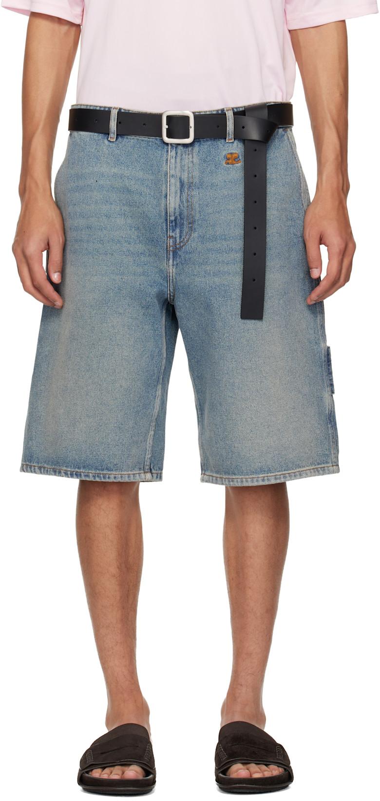 Blue Hammer Denim Shorts by COURREGES