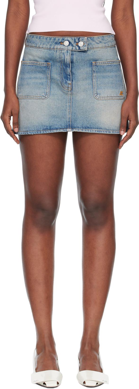 Blue Signature Denim Miniskirt by COURREGES