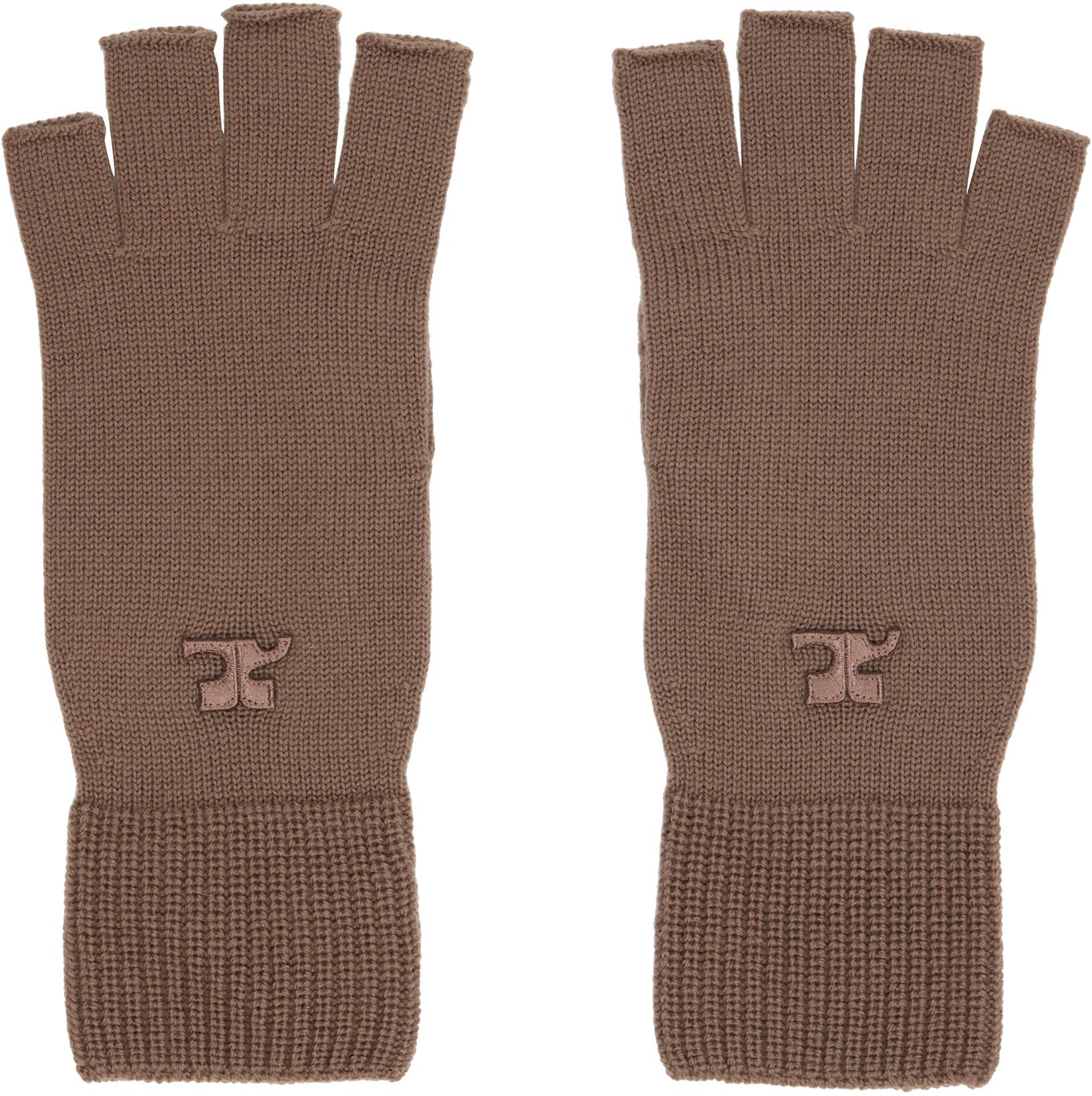Brown AC Wool Gloves by COURREGES