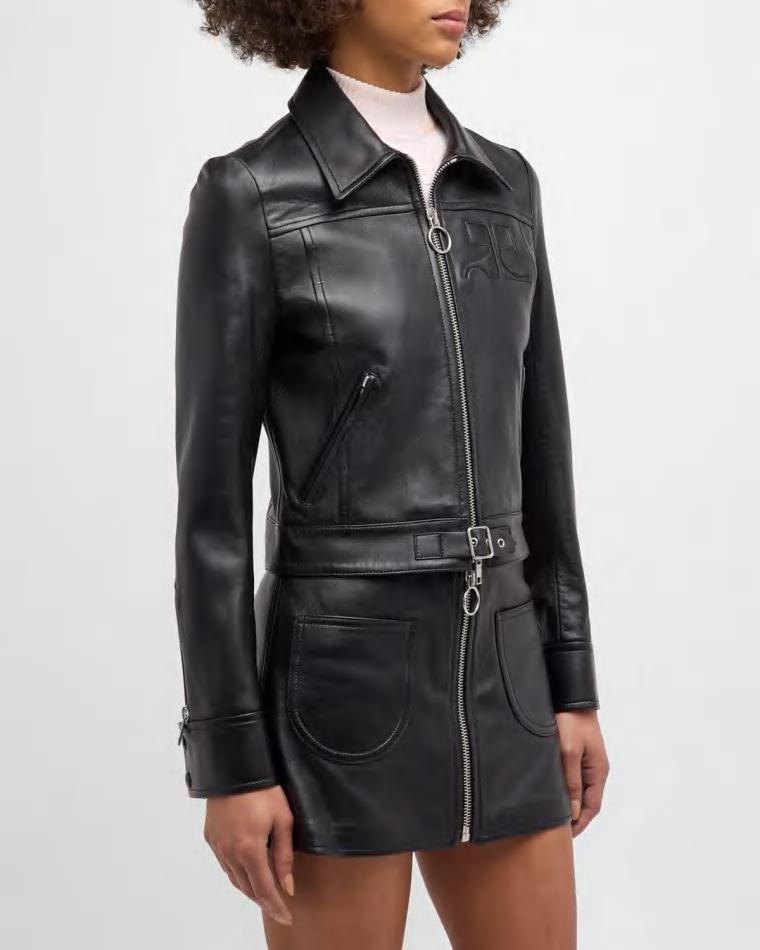 Buckle Leather Biker Jacket by COURREGES