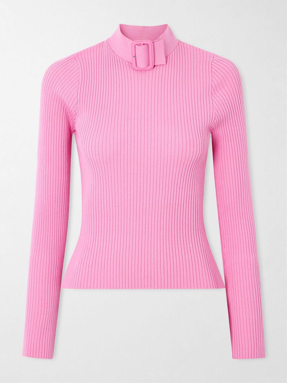 Buckled ribbed-knit top by COURREGES