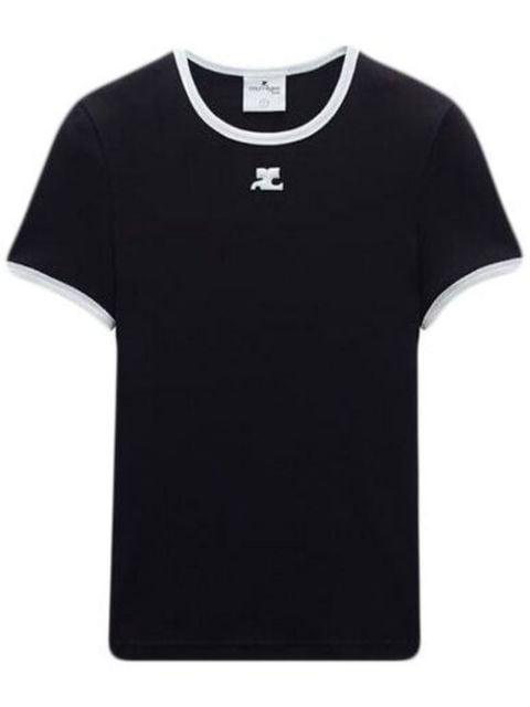 Bumpy contrast cotton T-shirt by COURREGES
