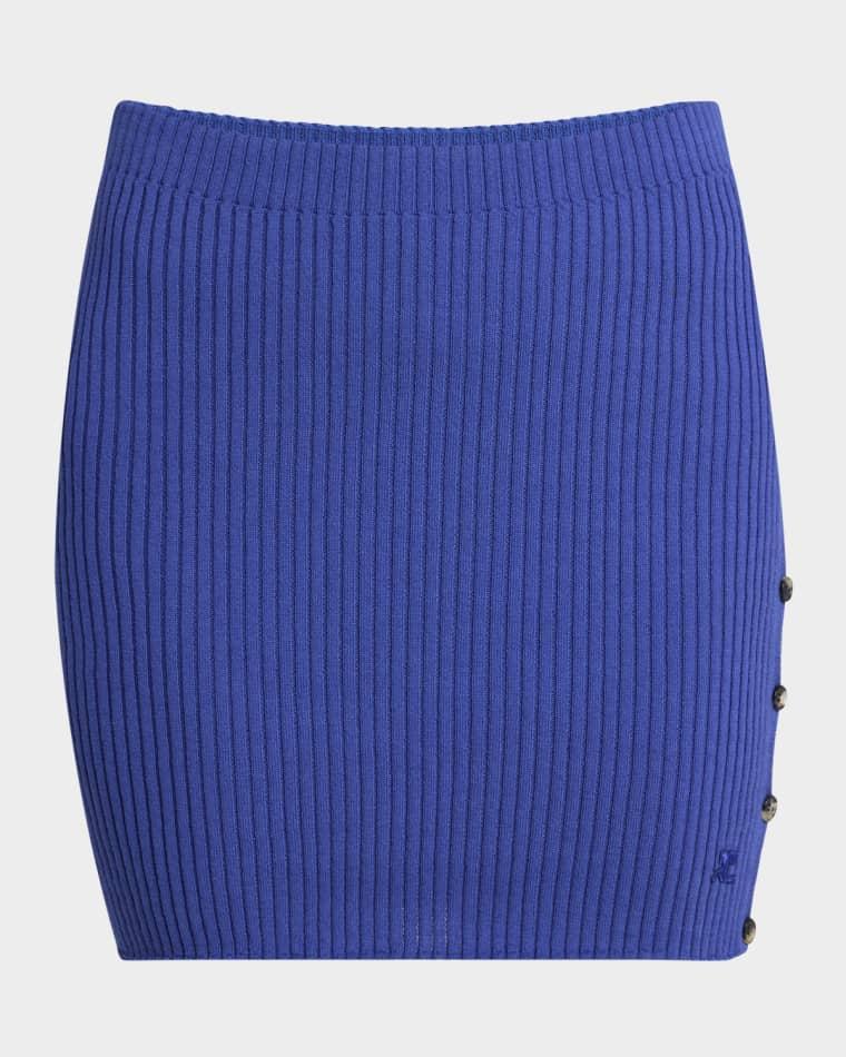 Buttoned Light Rib Mini Skirt by COURREGES