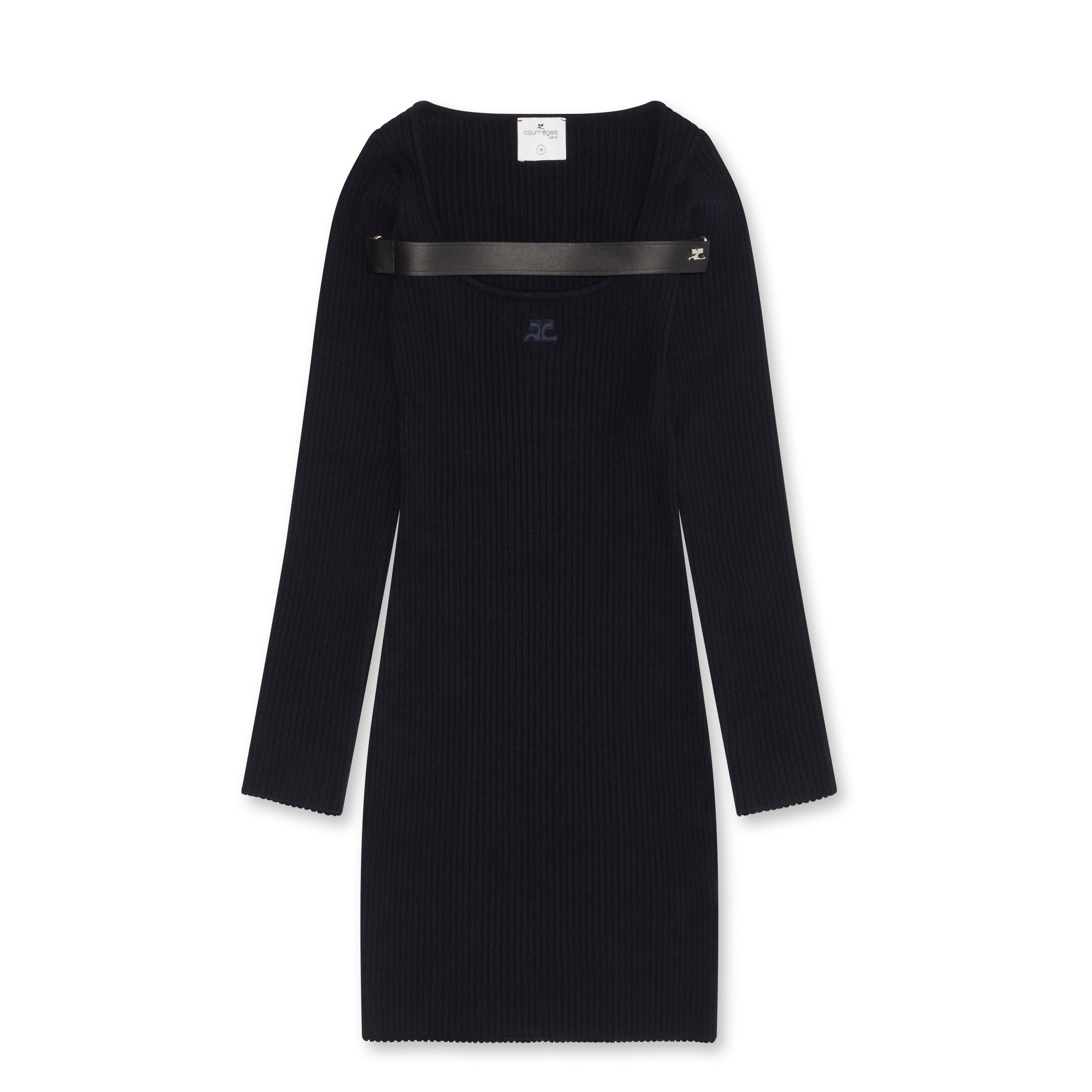 Courreges - Women’s Rib Knit LS Racer Dress - (Navy) by COURREGES