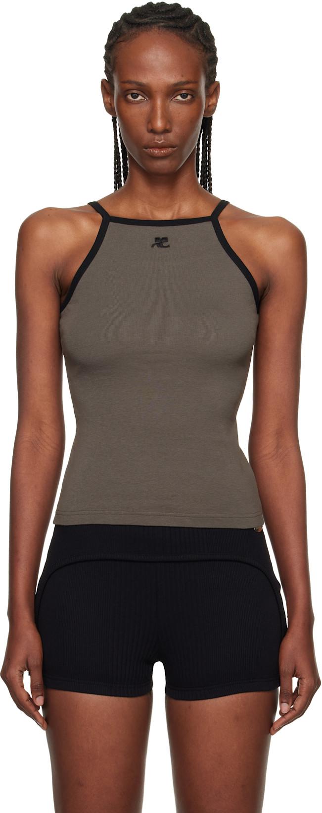 Gray Contrast Tank Top by COURREGES