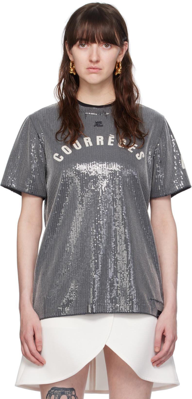 Gray Sequinned T-Shirt by COURREGES