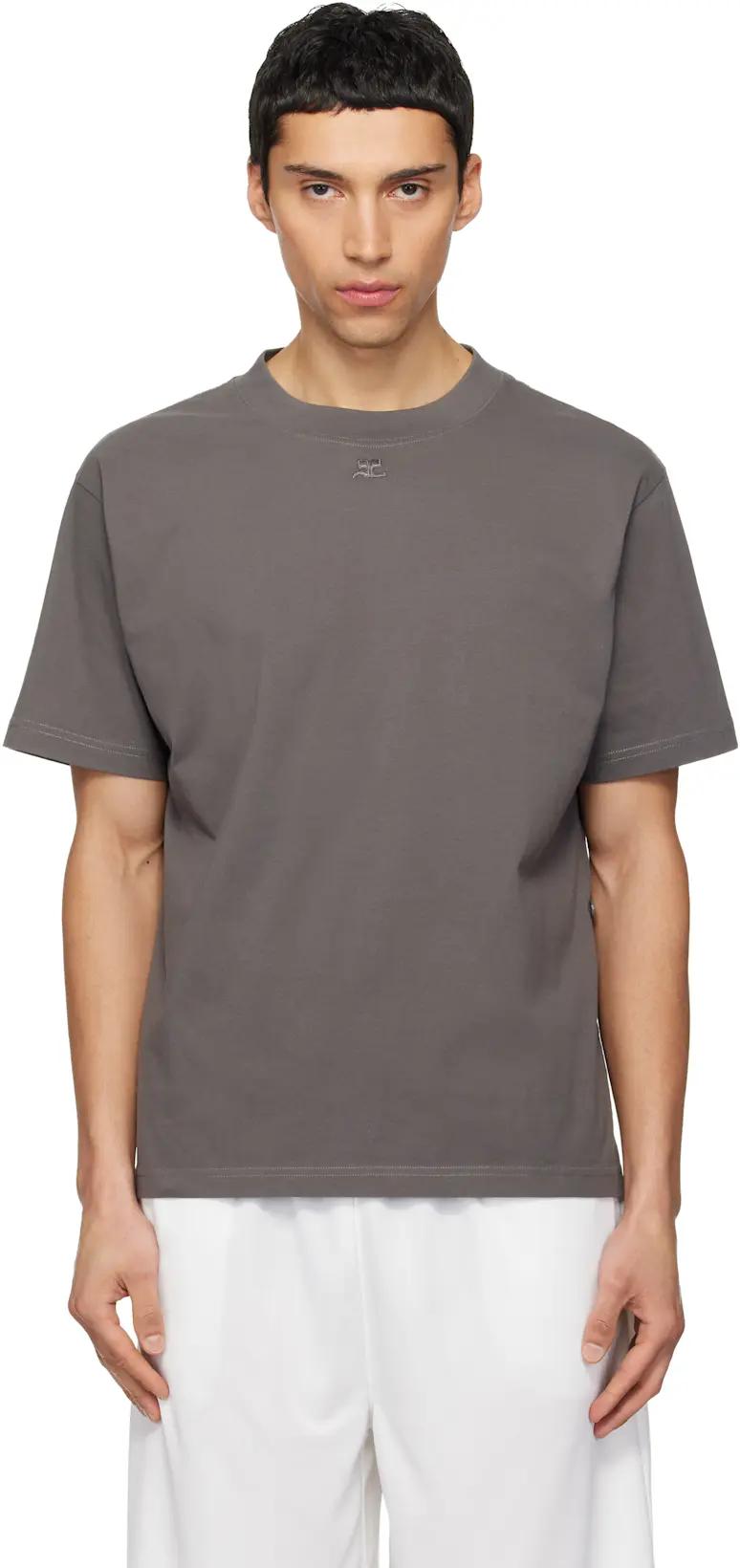 Gray Twisted Logo T-shirt by COURREGES