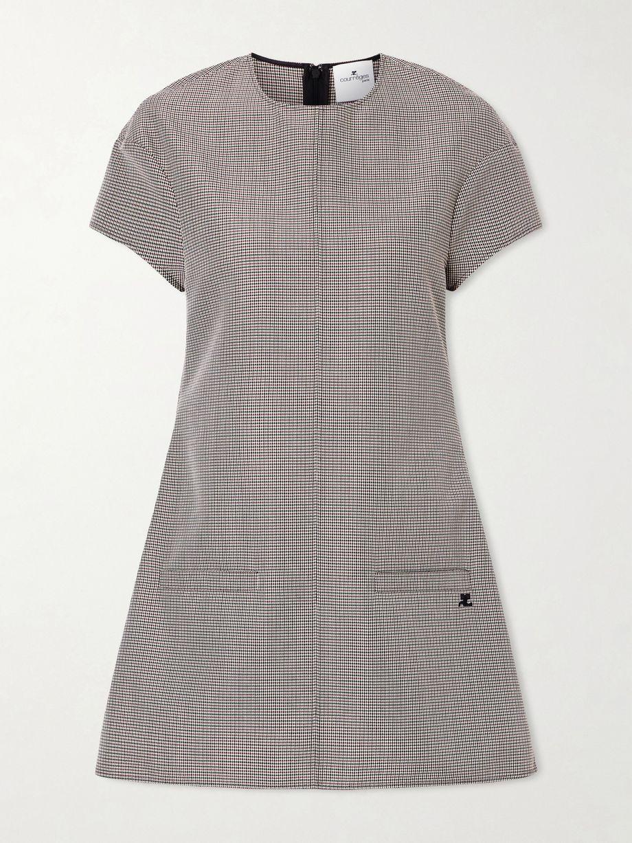 Heritage houndstooth wool-blend mini dress by COURREGES