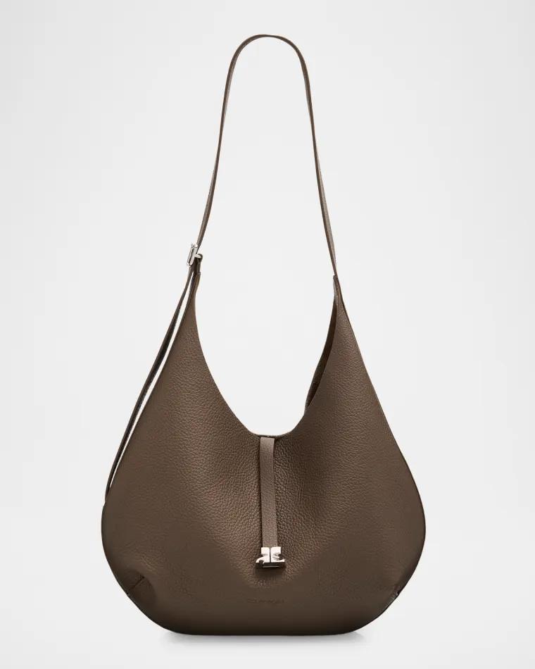Holy Grained Leather Hobo Bag by COURREGES
