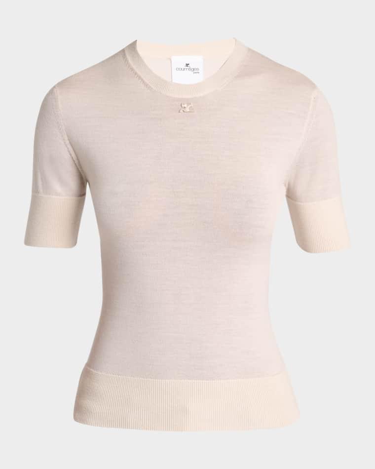 Merino Wool Knit Short-Sleeve Top by COURREGES