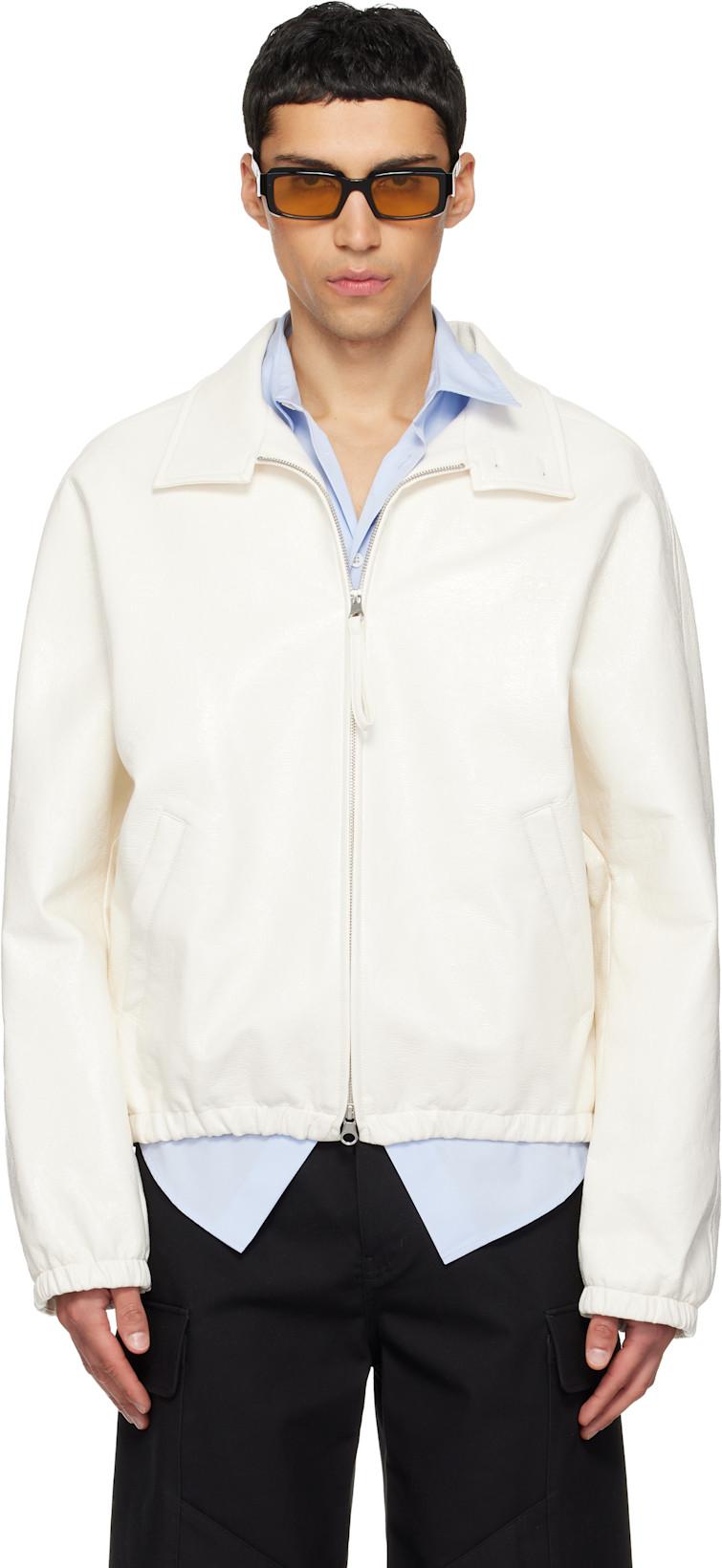 Off-White Vinyl Zipped Bomber Jacket by COURREGES