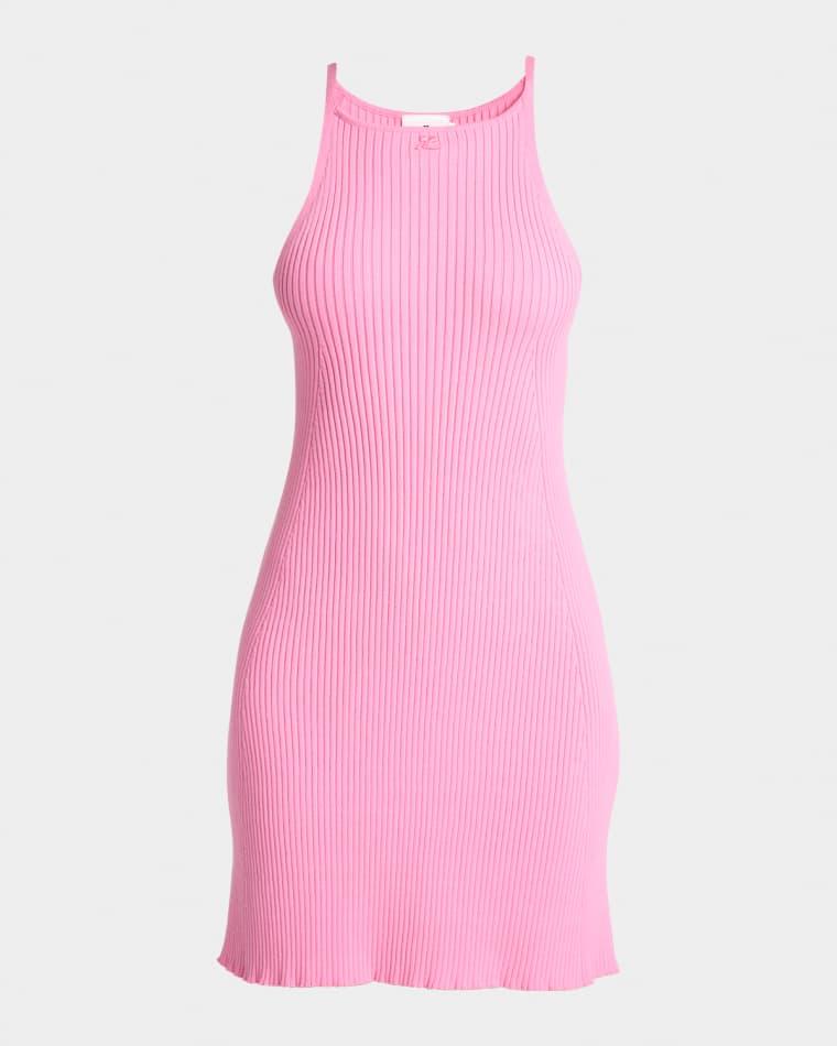 Rib Knit A-Line Mini Halter Dress by COURREGES