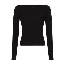 Rib knit sweater with bare shoulders by COURREGES