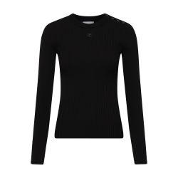 Shoulder snaps rib knit sweater by COURREGES
