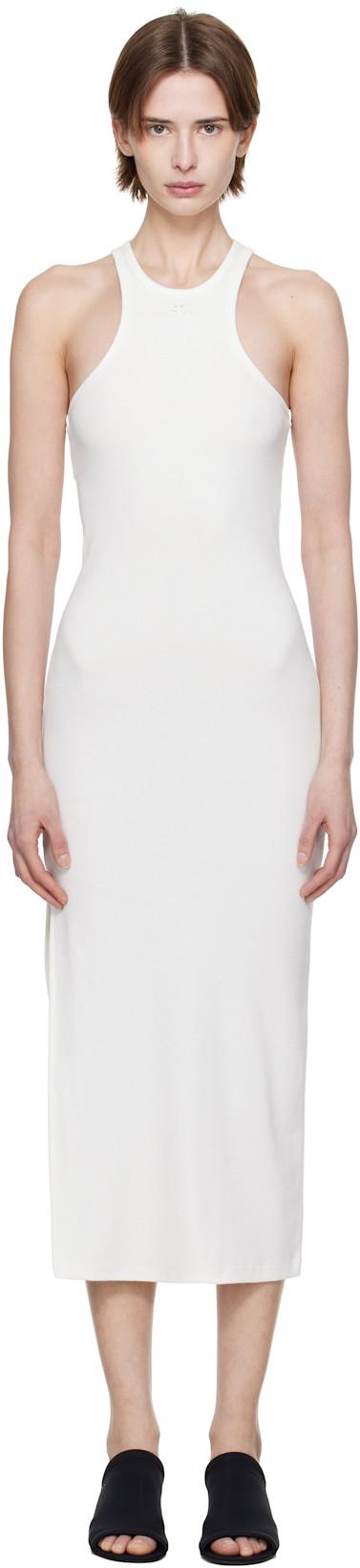 White Scuba 90's Rib Midi Dress by COURREGES