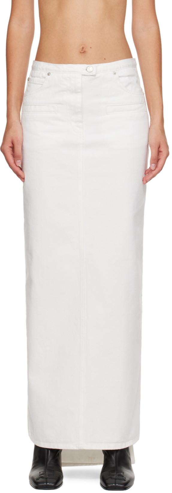White Seven-Pocket Denim Maxi Skirt by COURREGES
