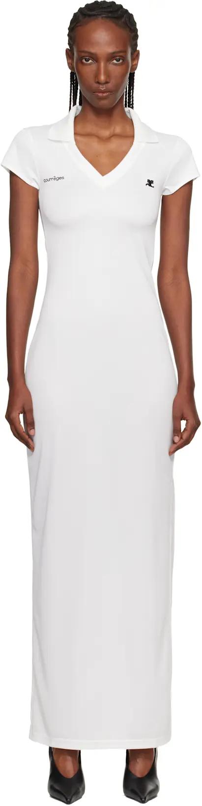 White Sports Polo Maxi Dress by COURREGES
