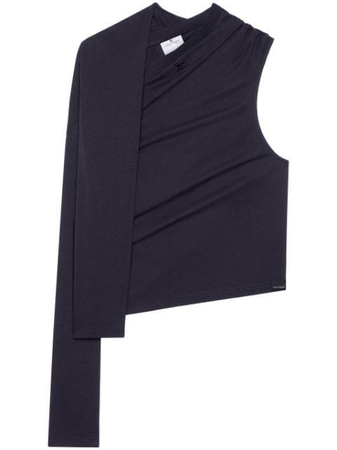asymmetric off-shoulder T-shirt by COURREGES