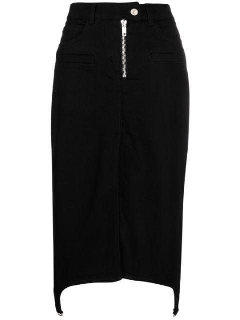 asymmetric zipped denim skirt by COURREGES