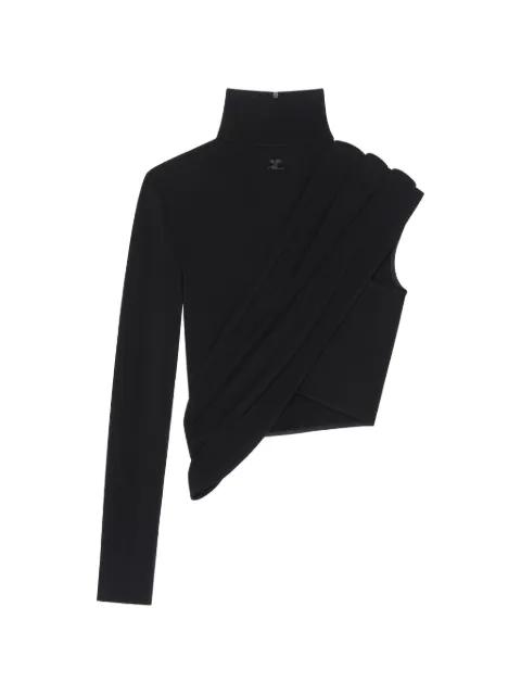asymmetrical-sleeve cropped top by COURREGES