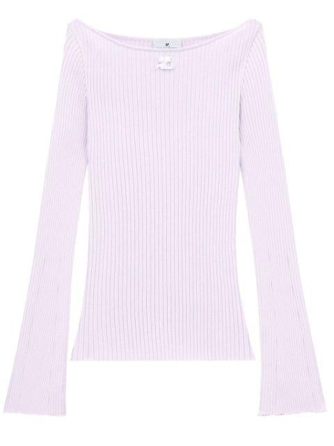 boat-neck ribbed jumper by COURREGES
