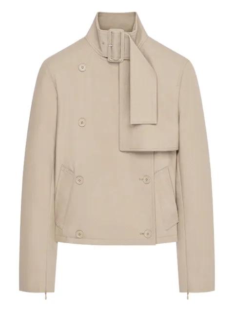 buckle-detail button trench jacket by COURREGES