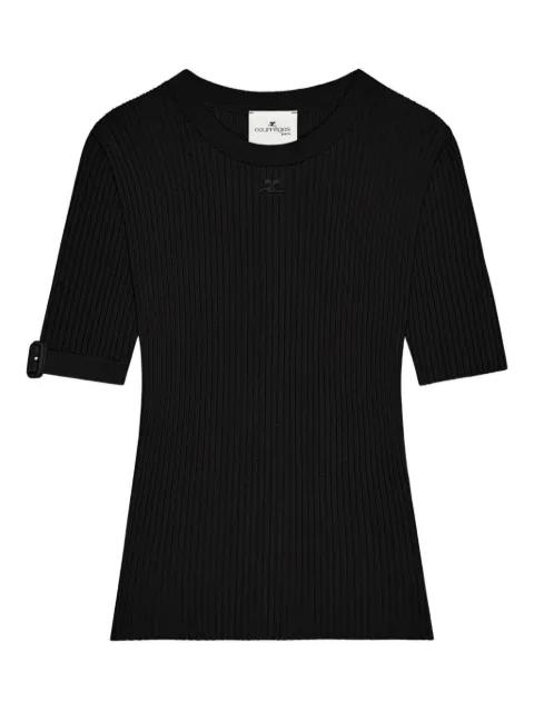 buckle-detail ribbed-knit T-shirt by COURREGES