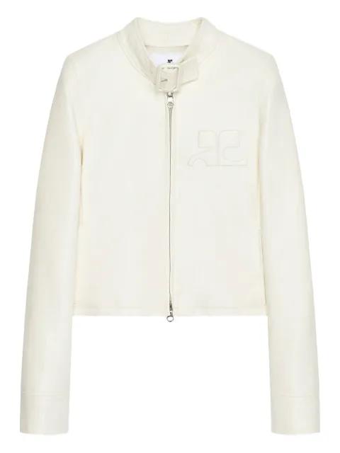 buckle-neck logo-detail city jacket by COURREGES