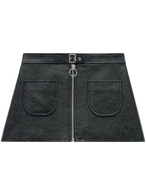buckle-strap crinkled miniskirt by COURREGES