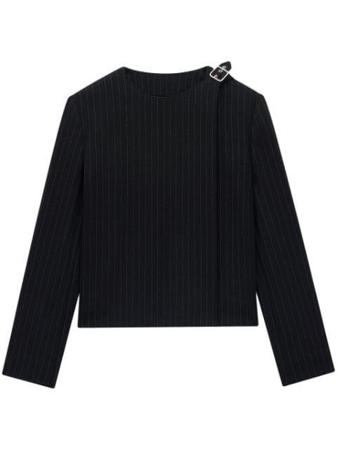 buckled pinstripe blazer by COURREGES