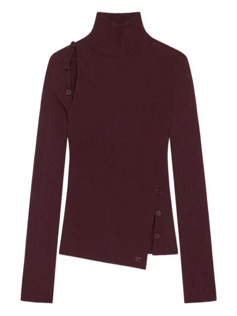 buttoned ribbed turtleneck sweater by COURREGES