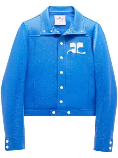 chest logo-patch shirt jacket by COURREGES
