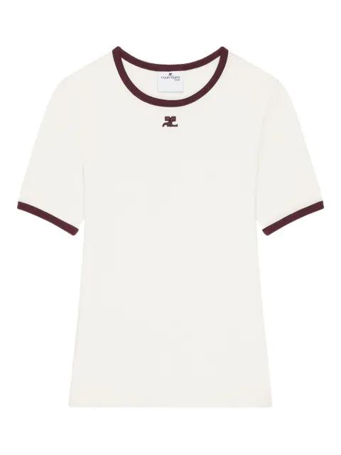 contrast-trim cotton T-shirt by COURREGES