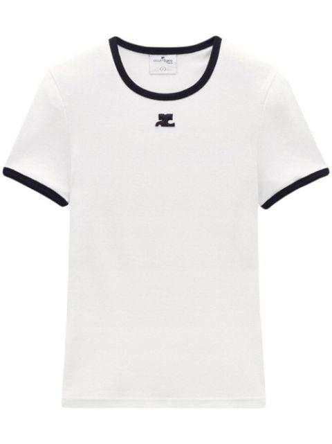 contrast-trim cotton T-shirt by COURREGES