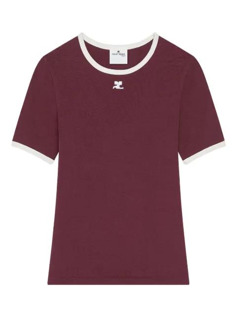 contrast-trim cotton T-shirt by COURREGES