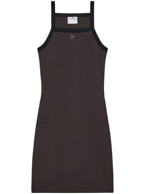 contrast-trim cotton mini dress by COURREGES