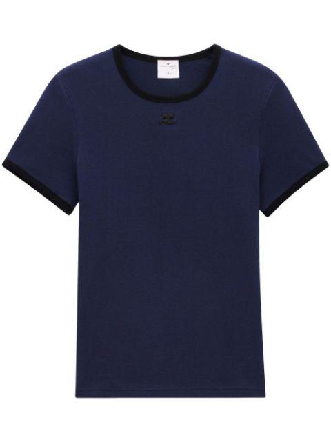 contrasting-trim logo T-shirt by COURREGES