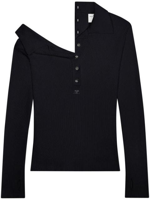 cotton-wool blend polo shirt by COURREGES