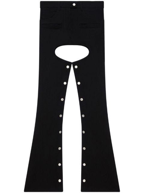cut-out flared denim trousers by COURREGES