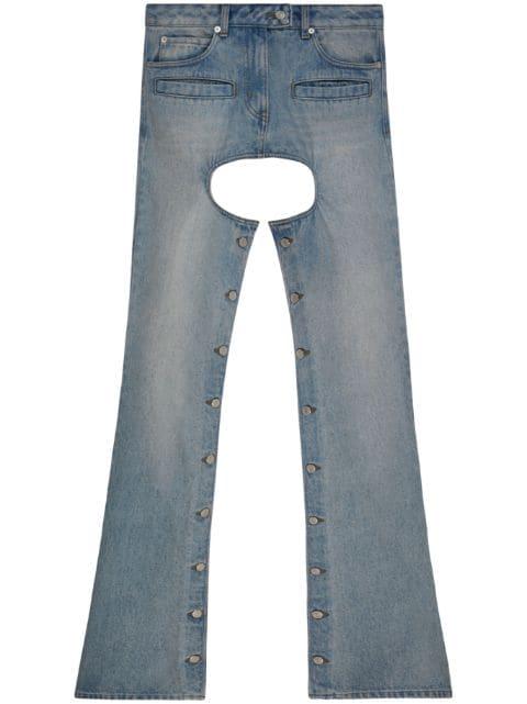 cut-out flared denim trousers by COURREGES